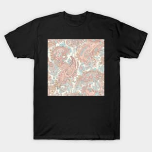 Pretty Blue and Pink Pastel Paisley Pattern T-Shirt